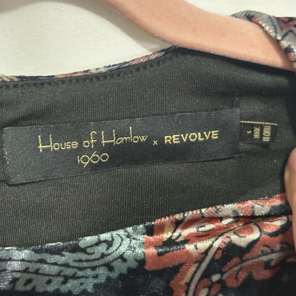 House Of Harlow X Revolve Olivia Bodysuit Velvet Noir Paisley Small Boho Glam - Picture 5 of 12